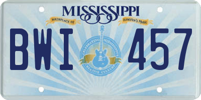 MS license plate BWI457