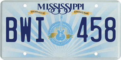 MS license plate BWI458
