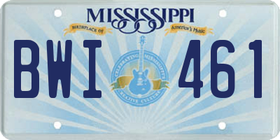 MS license plate BWI461