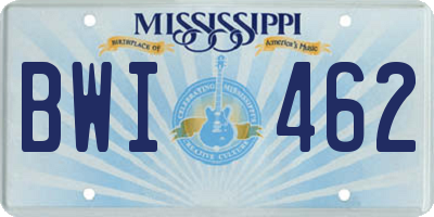 MS license plate BWI462