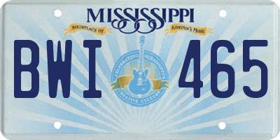 MS license plate BWI465