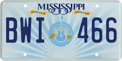 MS license plate BWI466
