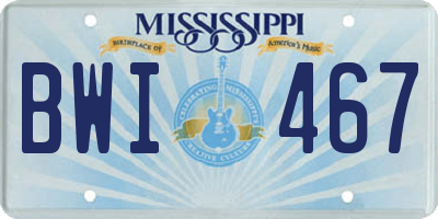 MS license plate BWI467