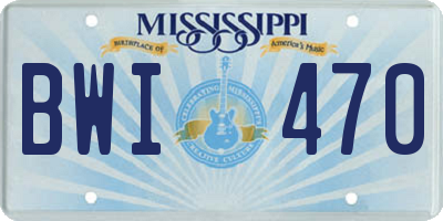 MS license plate BWI470