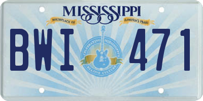 MS license plate BWI471