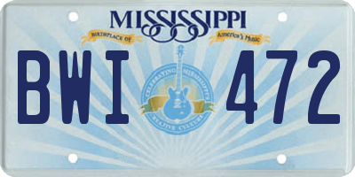 MS license plate BWI472
