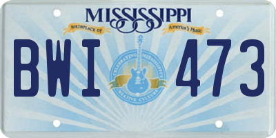 MS license plate BWI473