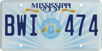 MS license plate BWI474