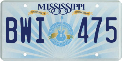 MS license plate BWI475