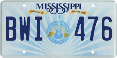 MS license plate BWI476