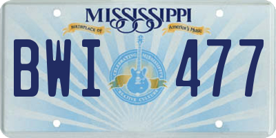 MS license plate BWI477