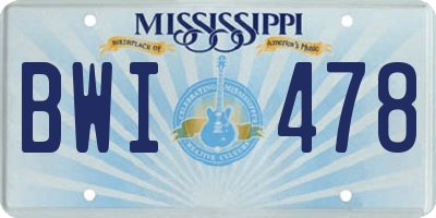 MS license plate BWI478