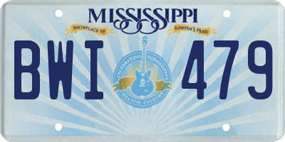 MS license plate BWI479