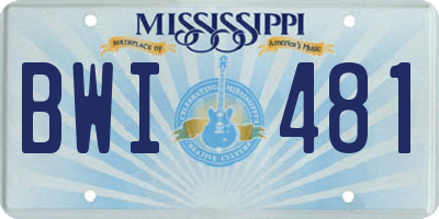 MS license plate BWI481