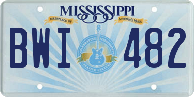 MS license plate BWI482