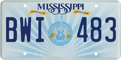 MS license plate BWI483