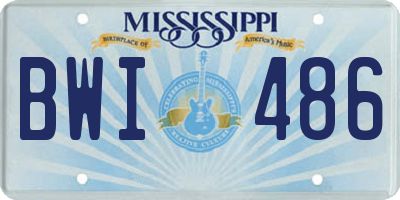 MS license plate BWI486