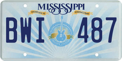 MS license plate BWI487