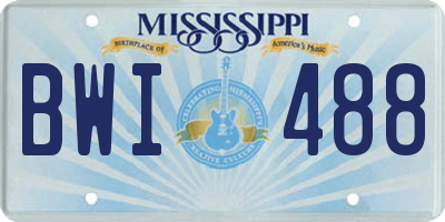 MS license plate BWI488