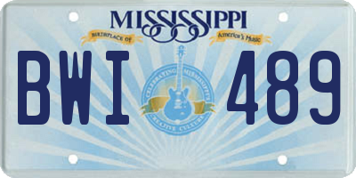 MS license plate BWI489