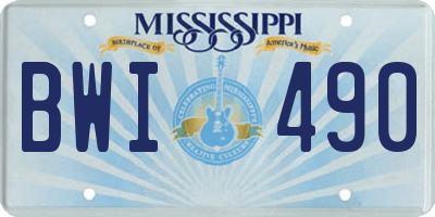 MS license plate BWI490