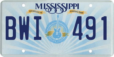 MS license plate BWI491