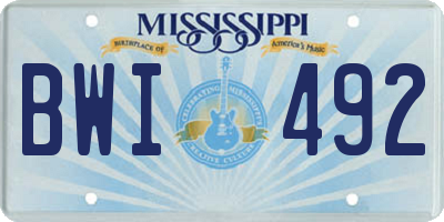 MS license plate BWI492