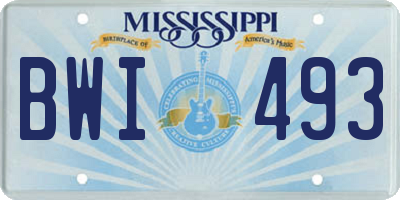 MS license plate BWI493