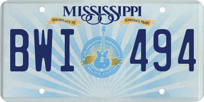MS license plate BWI494