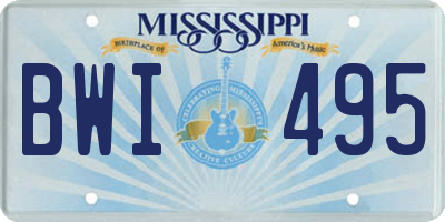 MS license plate BWI495