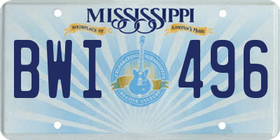 MS license plate BWI496