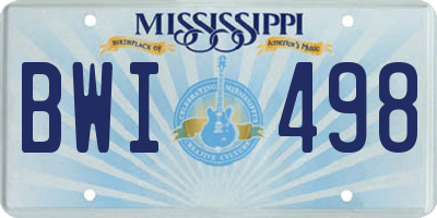 MS license plate BWI498