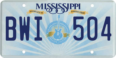 MS license plate BWI504