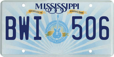MS license plate BWI506