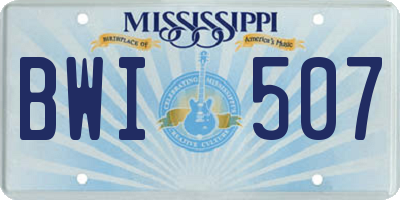 MS license plate BWI507