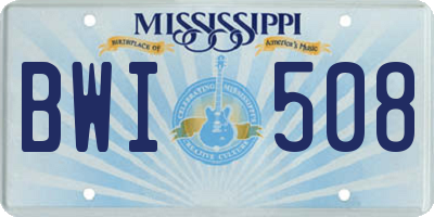 MS license plate BWI508