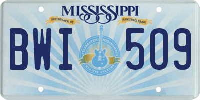 MS license plate BWI509