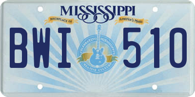MS license plate BWI510