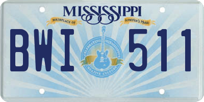 MS license plate BWI511