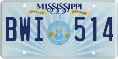 MS license plate BWI514