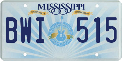 MS license plate BWI515