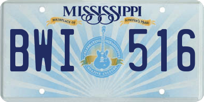 MS license plate BWI516