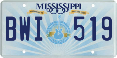 MS license plate BWI519
