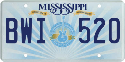 MS license plate BWI520