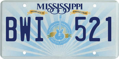 MS license plate BWI521