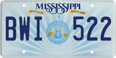 MS license plate BWI522