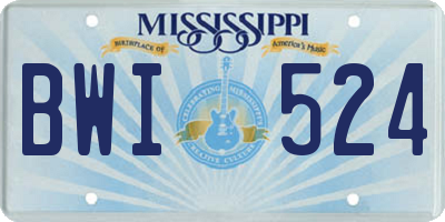 MS license plate BWI524