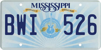 MS license plate BWI526