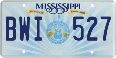 MS license plate BWI527