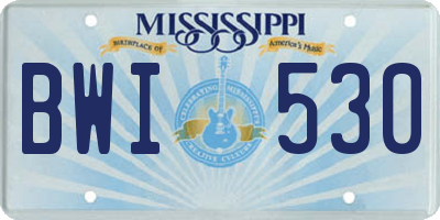 MS license plate BWI530